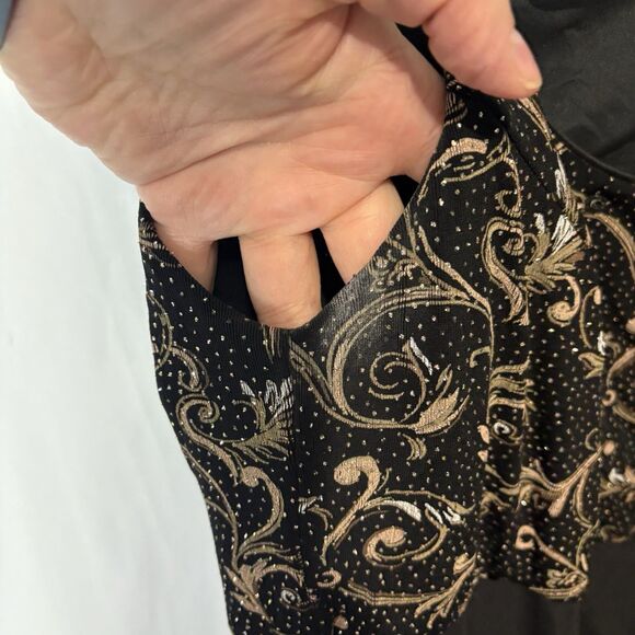 Alex Evenings 18W Empire Waist Sheath Dress Sparkle Black Gold Silver READ - Picture 11 of 12